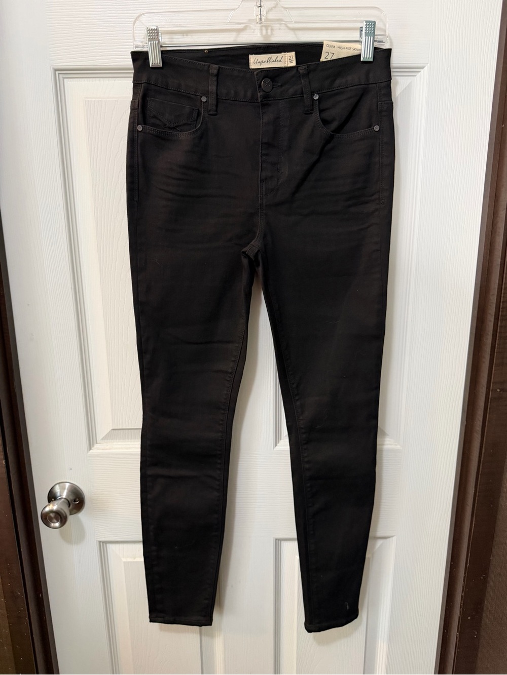 NWT Anthropologie Unpublished Olivia High Rise Black Skinny Jeans Sz 27 - Picture 1 of 7